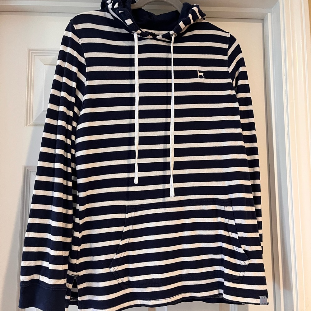 The Black Dog Navy and Cream Striped Hoodie